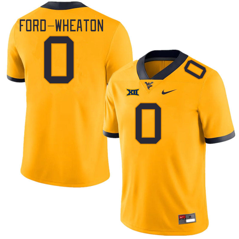 West Virginia Mountaineers #0 Bryce Ford-Wheaton College Football Jerseys Stitched Sale-Gold